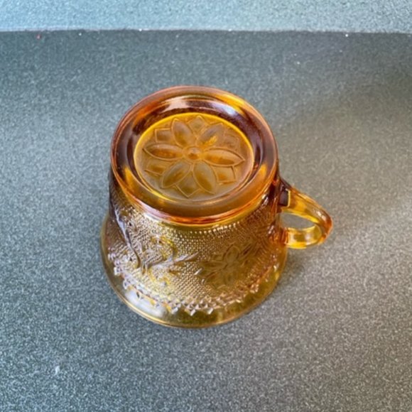 Amber Sandwich Glass Cup and Saucer - Picture 5 of 5